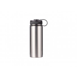 18oz/550ml Stainless Steel Flask w/ Portable Lid (Silver) (30/carton)